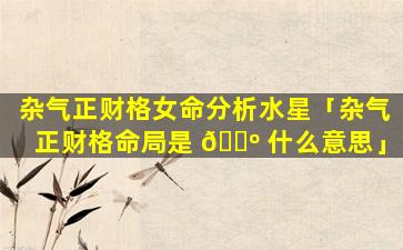 杂气正财格女命分析水星「杂气正财格命局是 🌺 什么意思」